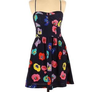 American Eagle Black Multicolor Strappy Fit & Flare Mini Dress Small